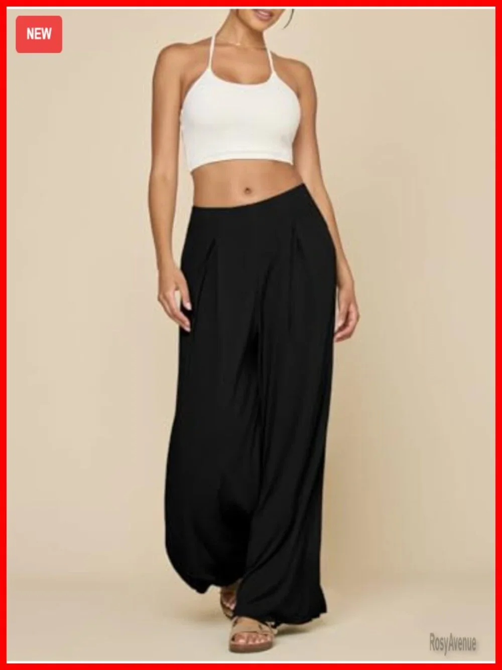Flowy Wide Leg Pants High Waisted Pleated Stretchy Palazzo with Pockets